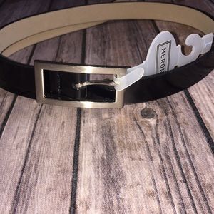 Merona Black patent belt NWT Size Large